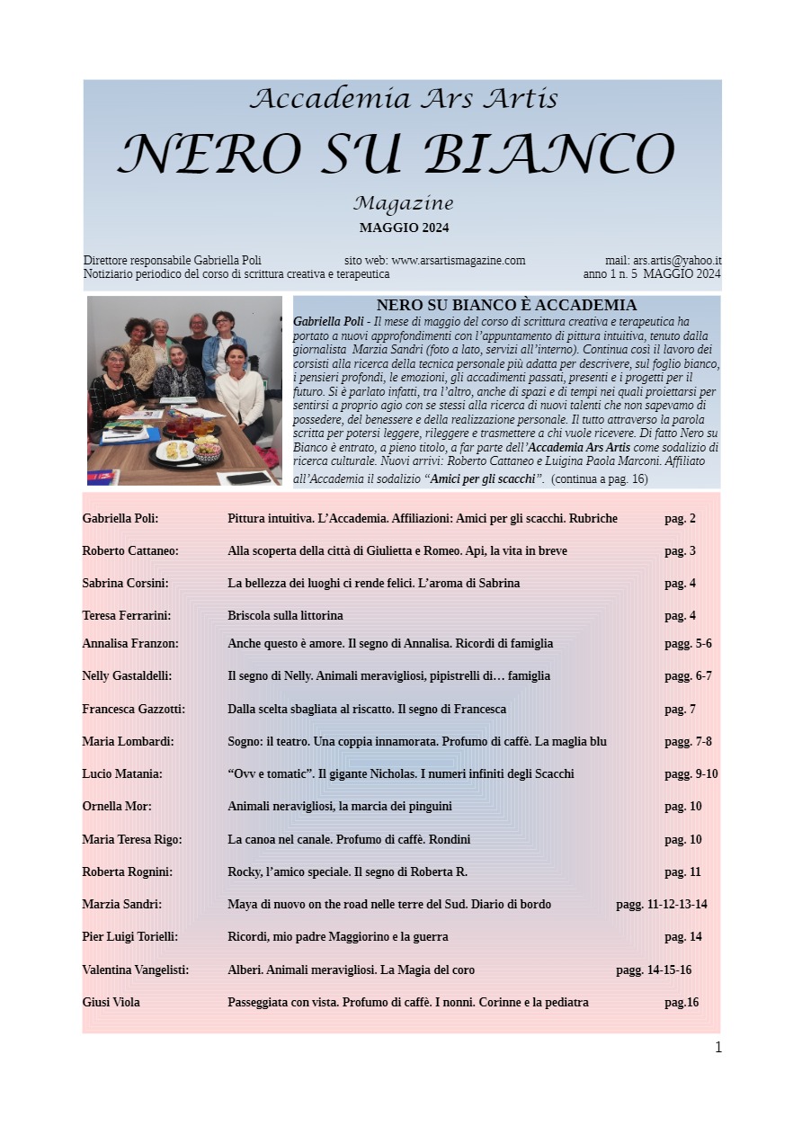 Accademia Ars Artis “Nero su Bianco”. Il notiziario di maggio 2024&nbsp;sfogliabile