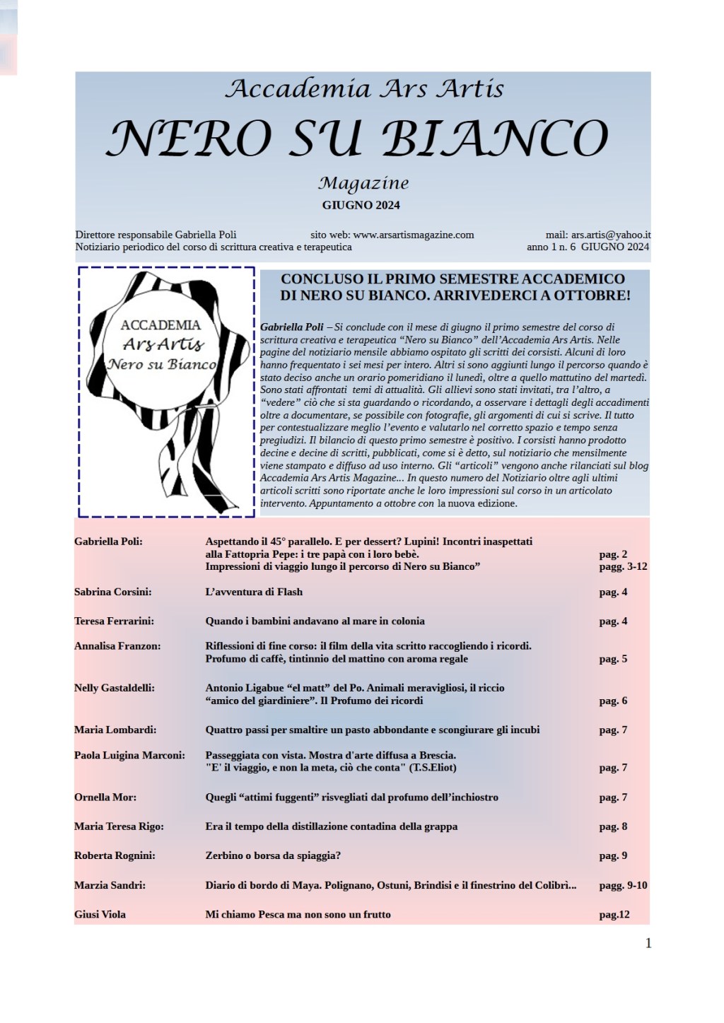 Notiziario di giugno del corso di scrittura “Nero su&nbsp;Bianco”