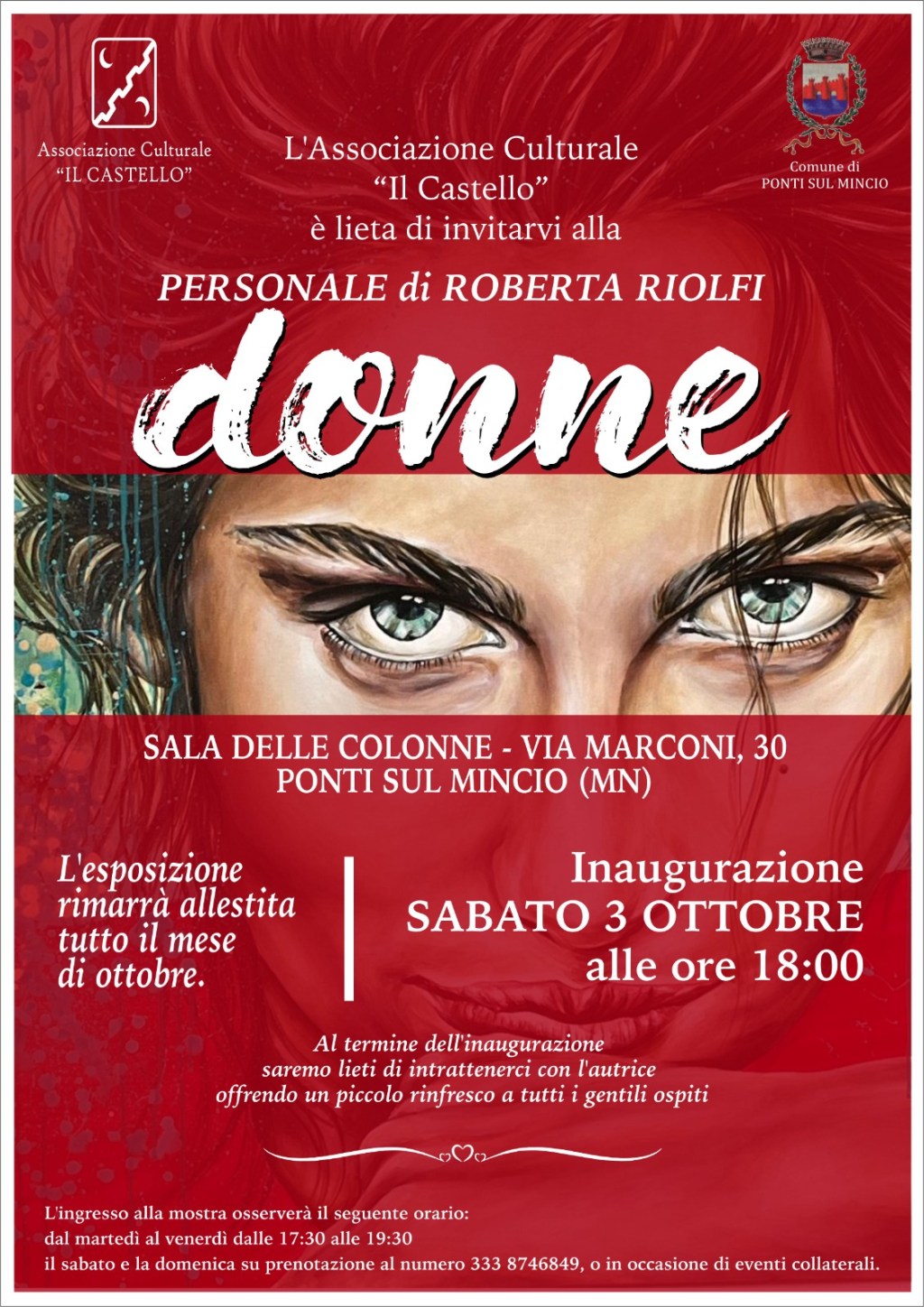 “Donne”, mostra di Roberta Riolfi alla Sala delle Colonne di Ponti sul Mincio. Inaugurazione sabato 3 ottobre ore&nbsp;18